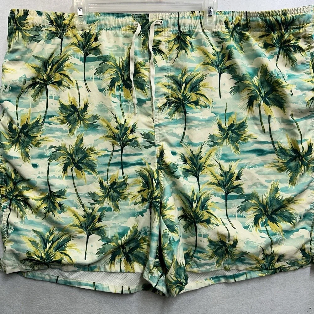 Old Navy Swim Trunks Board Shorts Green Palm Print Size 4XL